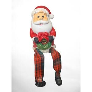 Small Resin Santa Claus Holiday Shelf Sitter Dangle Legs